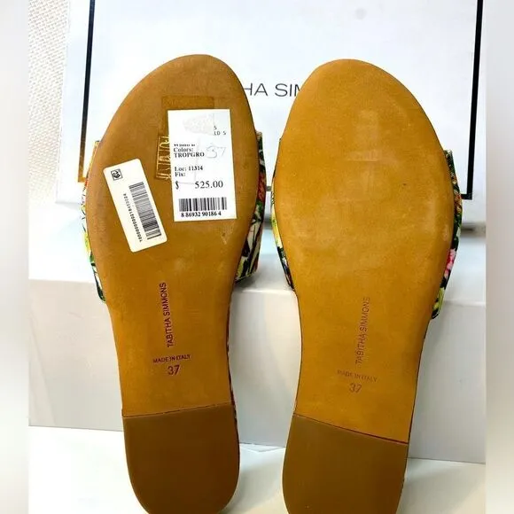 New with box Tabitha Simmons tropical print sandals size 37 or 6.5 Italy