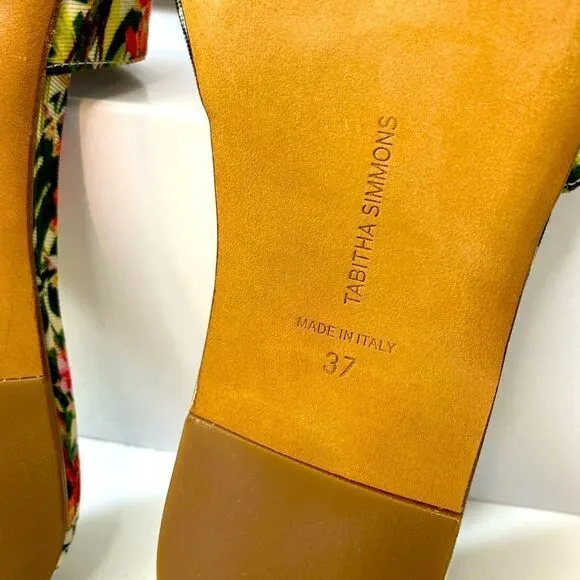 New with box Tabitha Simmons tropical print sandals size 37 or 6.5 Italy