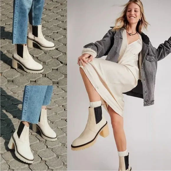 NIB $188 Free People James Chelsea White Boots 37 37.5 38 38.5 39.5 40 NWT