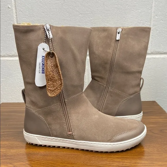 NIB Birkenstock Fossholl‎ Taupe Suede Ankle Boots EU38 Regular Fit 1011054