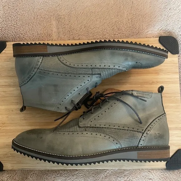 NIB Cycleur de Luxe High Ankle Lima Mid Grey Leather Lace up Boots Shoes. Men 13