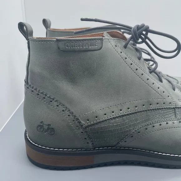 NIB Cycleur de Luxe High Ankle Lima Mid Grey Leather Lace up Boots Shoes. Men 13