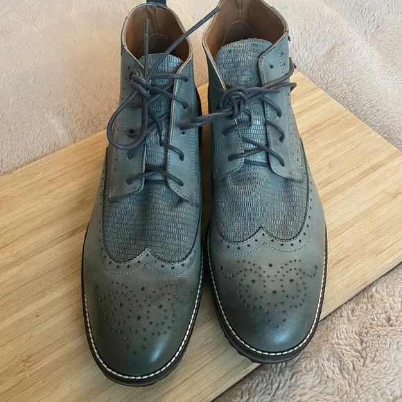 NIB Cycleur de Luxe High Ankle Lima Mid Grey Leather Lace up Boots Shoes. Men 13