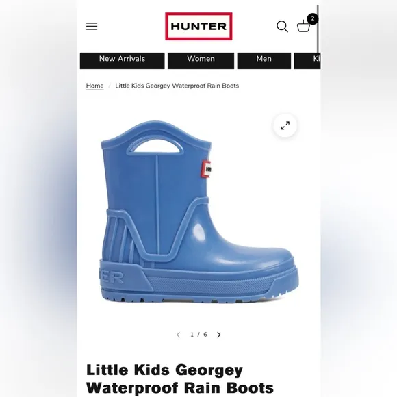 NIB. Hunter. Little Kids Georgey Waterproof Boots. Size 6C. Blue
