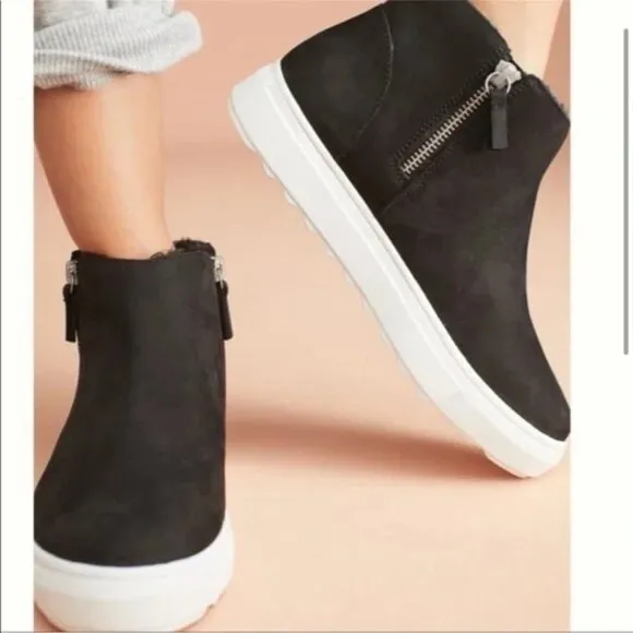 NIB J Slides Poppy Black Nubuck Fur Lined Waterproof Platform Sneaker Boots 8.5