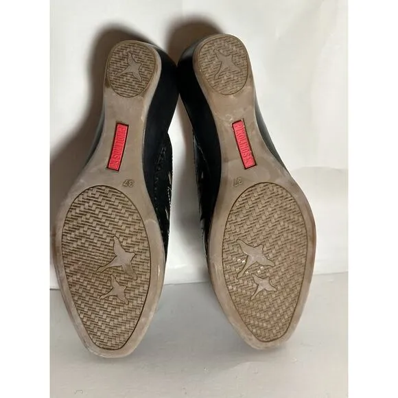 NIB PIKOLINOS Black Leather Slip On Mule Wedge Sandals Women Size 39 / 8.5 US