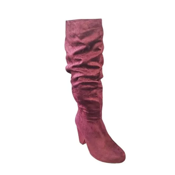 NIB TORRID Wine Wide Slouch Cone Heel Knee High Boot. SIZE 10.5W