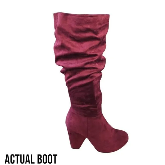 NIB TORRID Wine Wide Slouch Cone Heel Knee High Boot. SIZE 10.5W