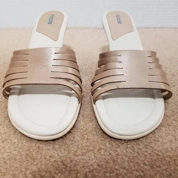 Nicole wedges 10 M Festival wood bottom chunky slip on strappy heels sandals Y2K