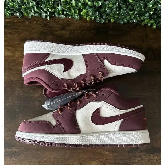 Nike Air Jordan 1 Low Phantom Night Maroon 6Y Women Size 7.5 553560-068 Shoes
