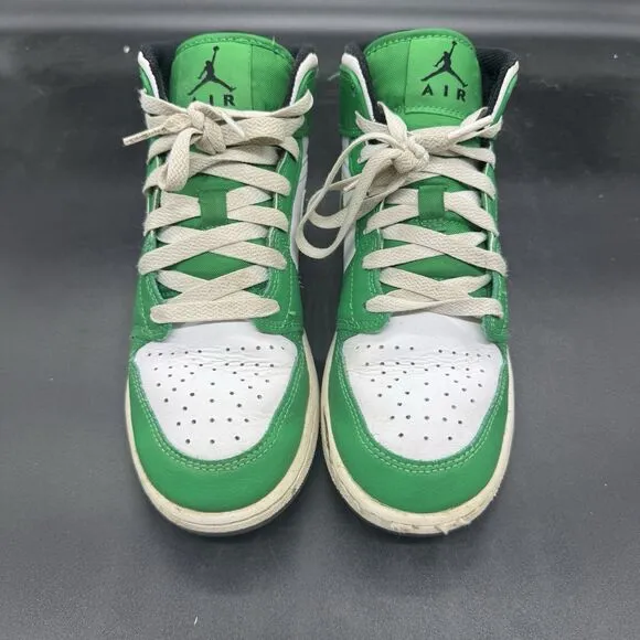 Nike Air Jordan 1 Mid Grade School 'Lucky Green' DQ8423-301 Size 5Y GUC