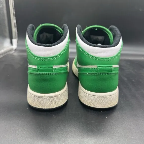 Nike Air Jordan 1 Mid Grade School 'Lucky Green' DQ8423-301 Size 5Y GUC