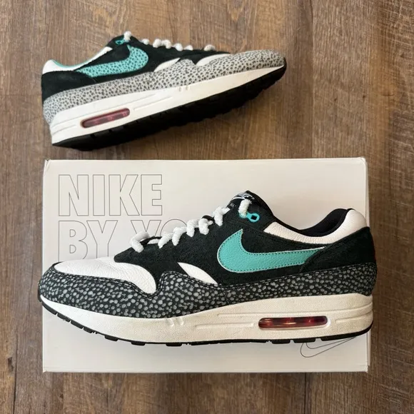 Nike Air Max 1 Unlocked By You iD Safari Black Teal White