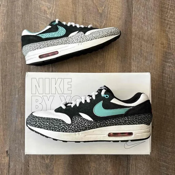 Nike Air Max 1 Unlocked By You iD Safari Black Teal White