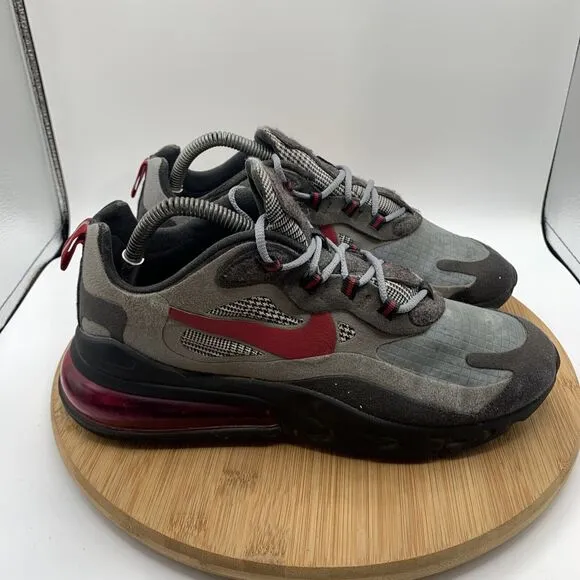 Nike Air Max 270 React Mens Size 8 Running Shoes Black Grey Red CT3135 001