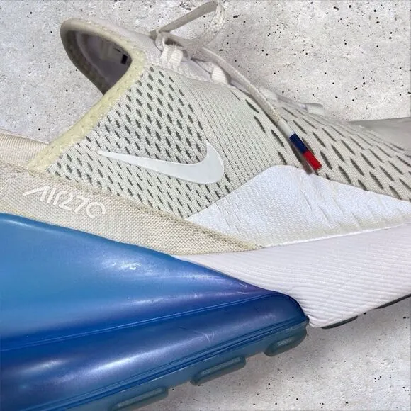 Nike Air Max 270 Tea Berry Shoes Mens Size 11.5 White Blue Sneakers AQ7982-100
