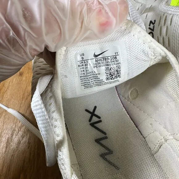 Nike Air Max 270White Ghost Green Light Bone Women's Size 9 Shoes AH6789-108‎