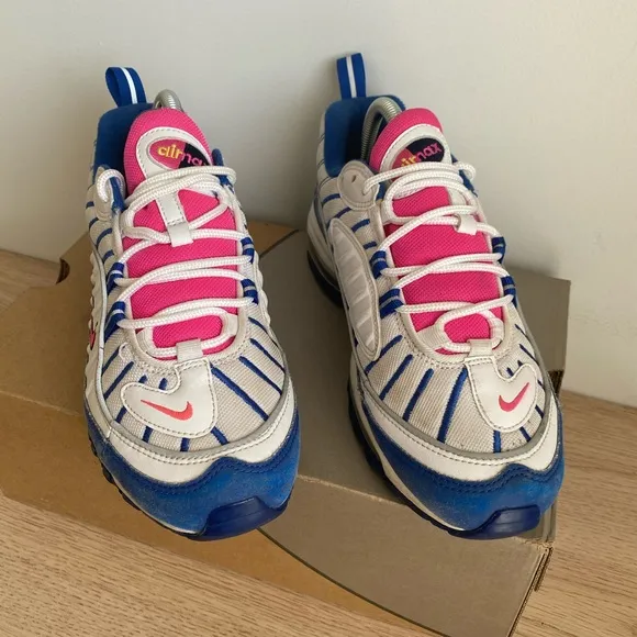 Nike Air Max 98 GS Blue White Pink Running Sneaker Shoes -SZ 7 Youth- 8.5 Women