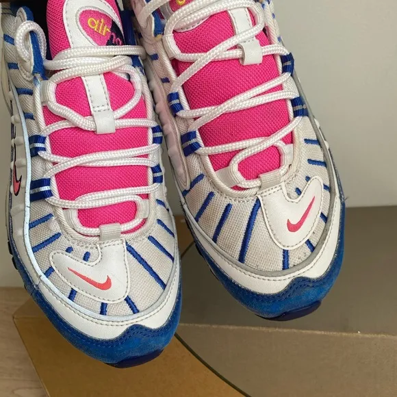 Nike Air Max 98 GS Blue White Pink Running Sneaker Shoes -SZ 7 Youth- 8.5 Women