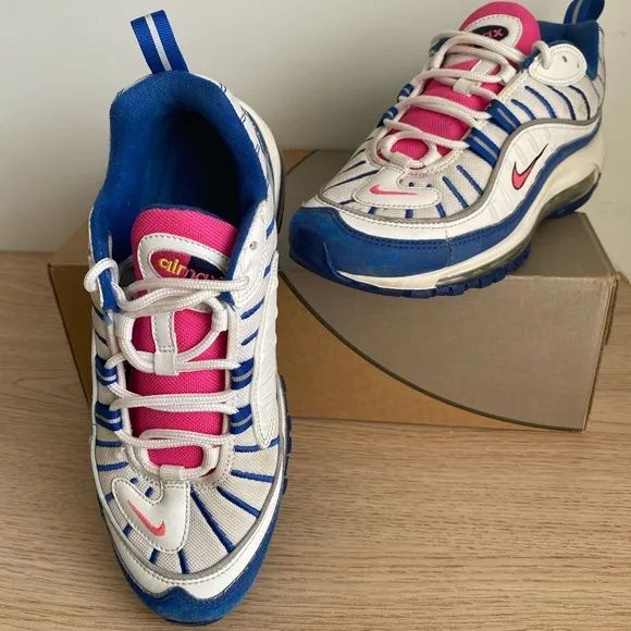 Nike Air Max 98 GS Blue White Pink Running Sneaker Shoes -SZ 7 Youth- 8.5 Women