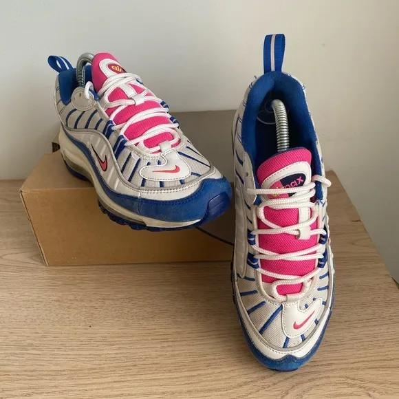 Nike Air Max 98 GS Blue White Pink Running Sneaker Shoes -SZ 7 Youth- 8.5 Women