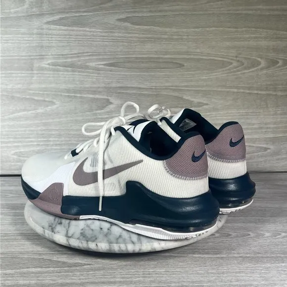 Nike Air Max Impact 4 Mens 12 Basketball Shoes White Navy Light Violet Sneakers
