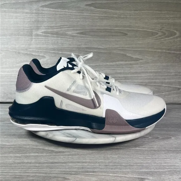 Nike Air Max Impact 4 Mens 12 Basketball Shoes White Navy Light Violet Sneakers