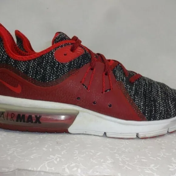 Nike Air Max Sequent 3 Mens Size 10.5 Black Red Lace Up Running Shoes 921694-015