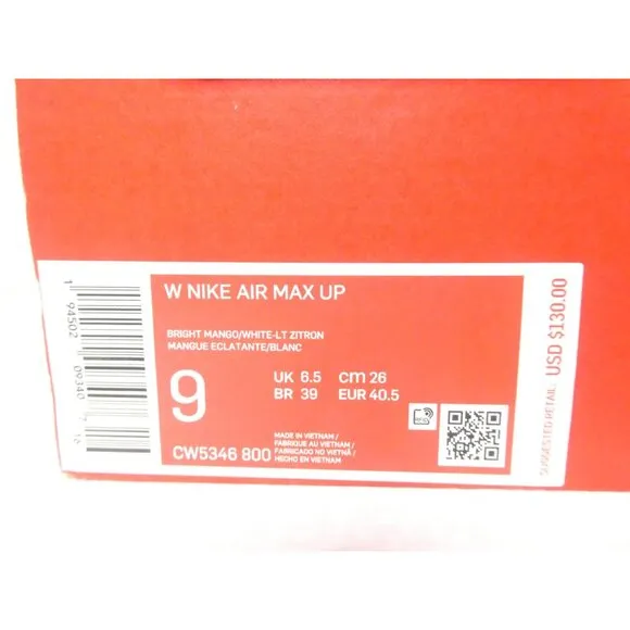 Nike Air Max Up Bright Mango Light Zitron Shoes Women’s Size 9 CW5346-800