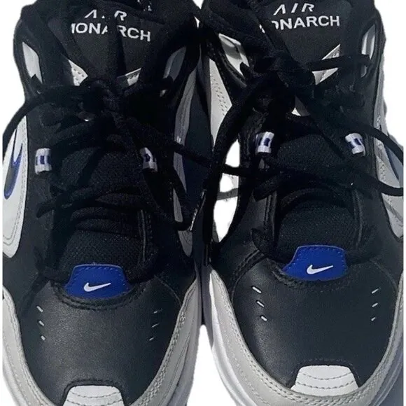 Nike Air Monarch IV Sneakers White Black Blue Shoes 415445-002 Men Size 8.5 D