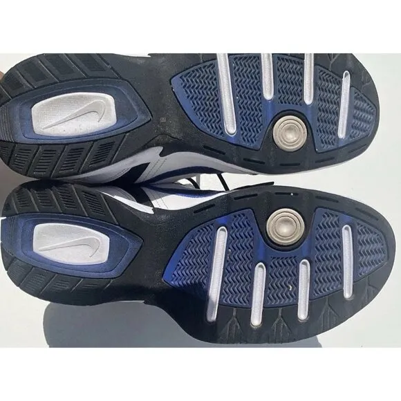 Nike Air Monarch IV Sneakers White Black Blue Shoes 415445-002 Men Size 8.5 D