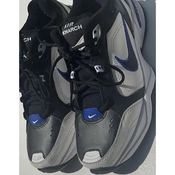 Nike Air Monarch IV Sneakers White Black Blue Shoes 415445-002 Men Size 8.5 D