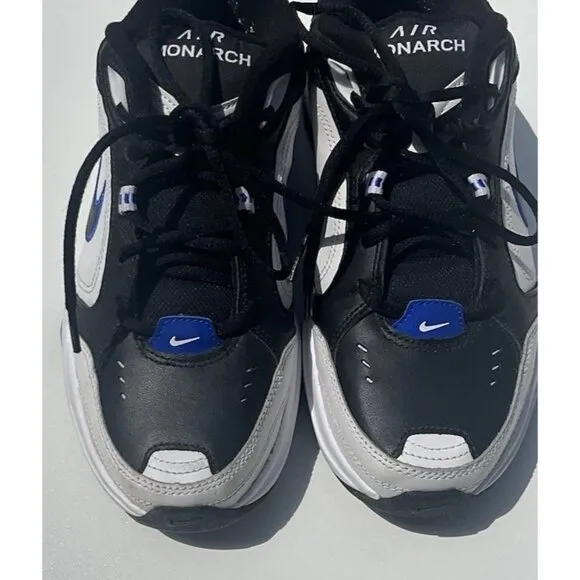 Nike Air Monarch IV Sneakers White Black Blue Shoes 415445-002 Men Size 8.5 D