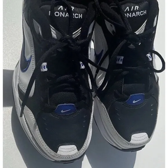 Nike Air Monarch IV Sneakers White Black Blue Shoes 415445-002 Men Size 8.5 D