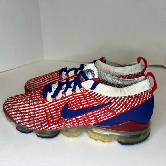 NIKE AIR VAPORMAX Flyknit 3.0 'USA' Mens Running Shoes Red Blue White Size 9.5