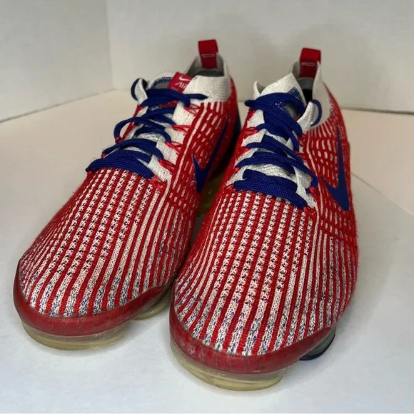 NIKE AIR VAPORMAX Flyknit 3.0 'USA' Mens Running Shoes Red Blue White Size 9.5