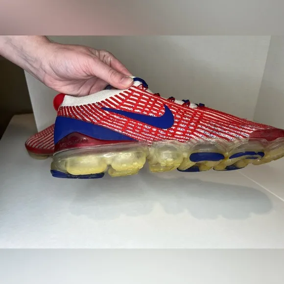 NIKE AIR VAPORMAX Flyknit 3.0 'USA' Mens Running Shoes Red Blue White Size 9.5