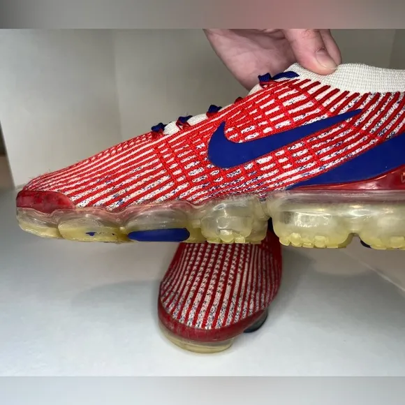 NIKE AIR VAPORMAX Flyknit 3.0 'USA' Mens Running Shoes Red Blue White Size 9.5