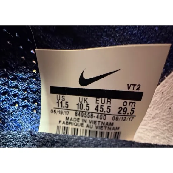 Nike Air VaporMax Flyknit Midnight Navy 2017 Men's  Size 11.5 - 849558-400