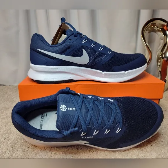 Nike Blue and White Athletic Shoes with Sleek Design