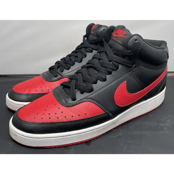 Nike COURT VISION MID DM8682 Black University Red BRED Shoes Mens 11 Fast Ship