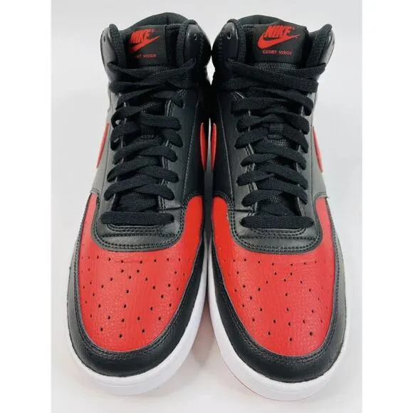 Nike COURT VISION MID DM8682 Black University Red BRED Shoes Mens 11 Fast Ship