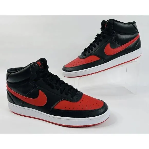 Nike COURT VISION MID DM8682 Black University Red BRED Shoes Mens 11 Fast Ship