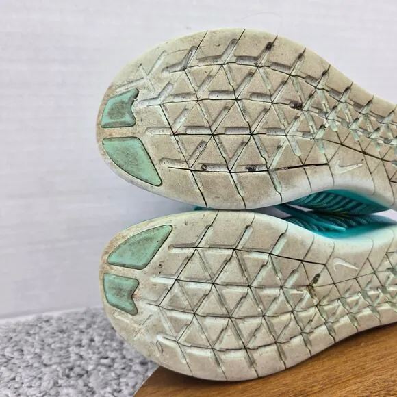Nike Free Rn Flyknit Hyer Turquoise Athletic Running Shoes Womens 8.5 831070-307