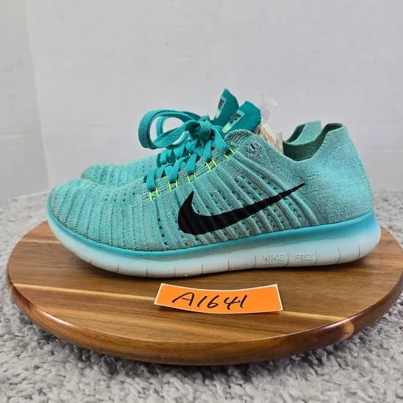 Nike Free Rn Flyknit Hyer Turquoise Athletic Running Shoes Womens 8.5 831070-307