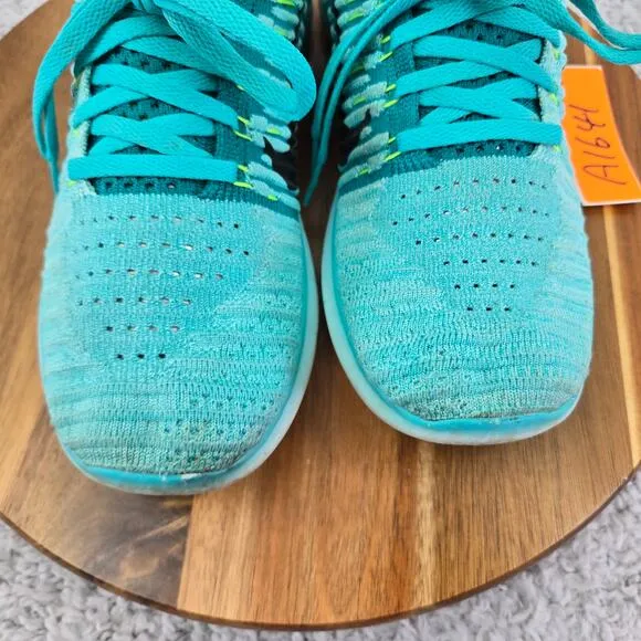 Nike Free Rn Flyknit Hyer Turquoise Athletic Running Shoes Womens 8.5 831070-307