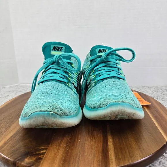 Nike Free Rn Flyknit Hyer Turquoise Athletic Running Shoes Womens 8.5 831070-307