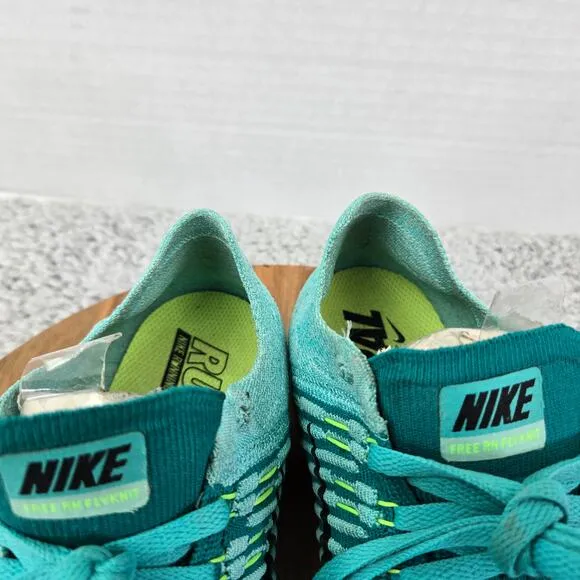 Nike Free Rn Flyknit Hyer Turquoise Athletic Running Shoes Womens 8.5 831070-307