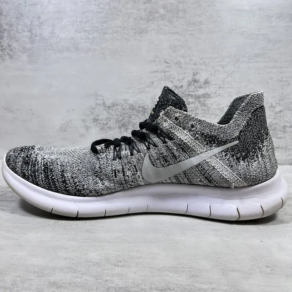Nike Free RN Flyknit Running Shoes - Women's Size 8.5 - Black White Oreo