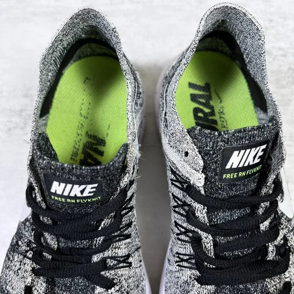 Nike Free RN Flyknit Running Shoes - Women's Size 8.5 - Black White Oreo